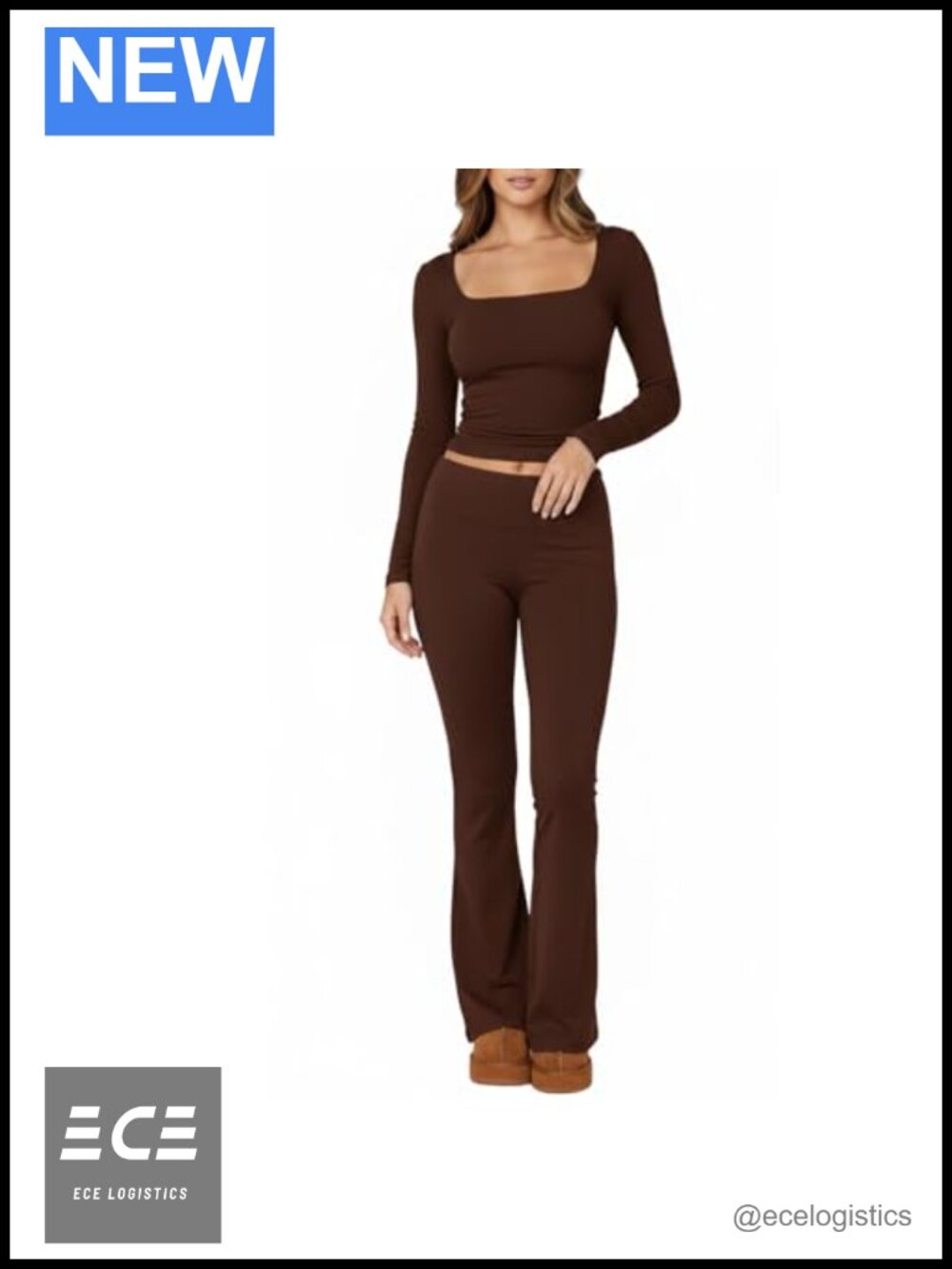 Women's 2 Piece Workout Set Long Sleeve Cropped Top Flared Pants Viscose Spandex